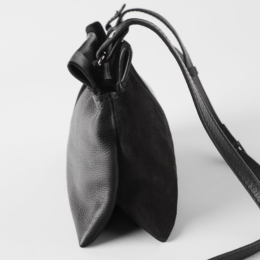 NWT ZARA Black Crossbody Leather Bag - Picture 4 of 10